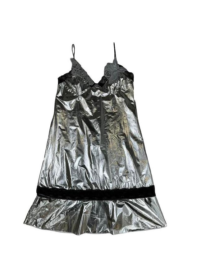 Maison Margiela Beige Silver Metallic Paper Dress