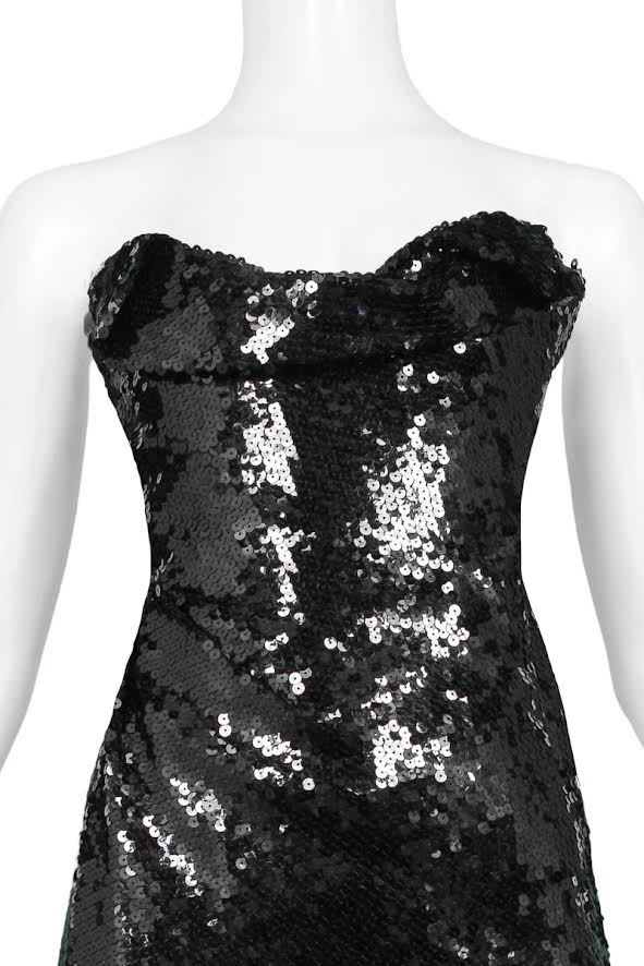 Vivienne Westwood Black Sequin Strapless Midi Dress