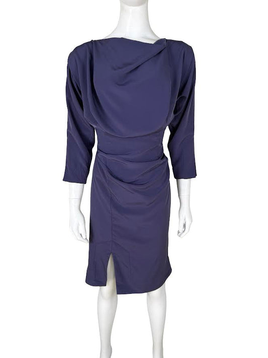 Vivienne Westwood Purple 3/4 Sleeve Draped Dress