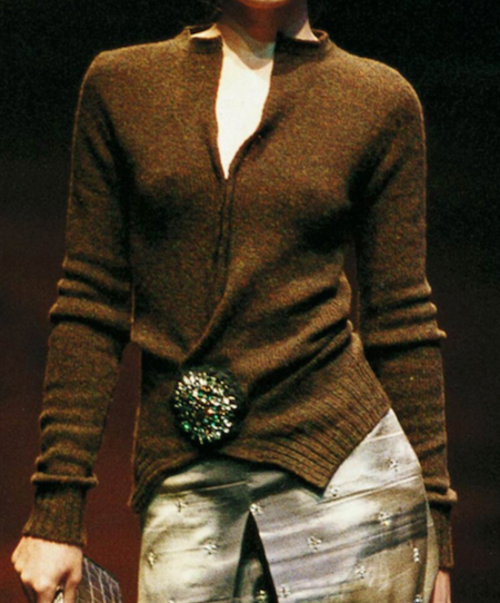 Prada SS04 Brown Sweater With Clasp Accent