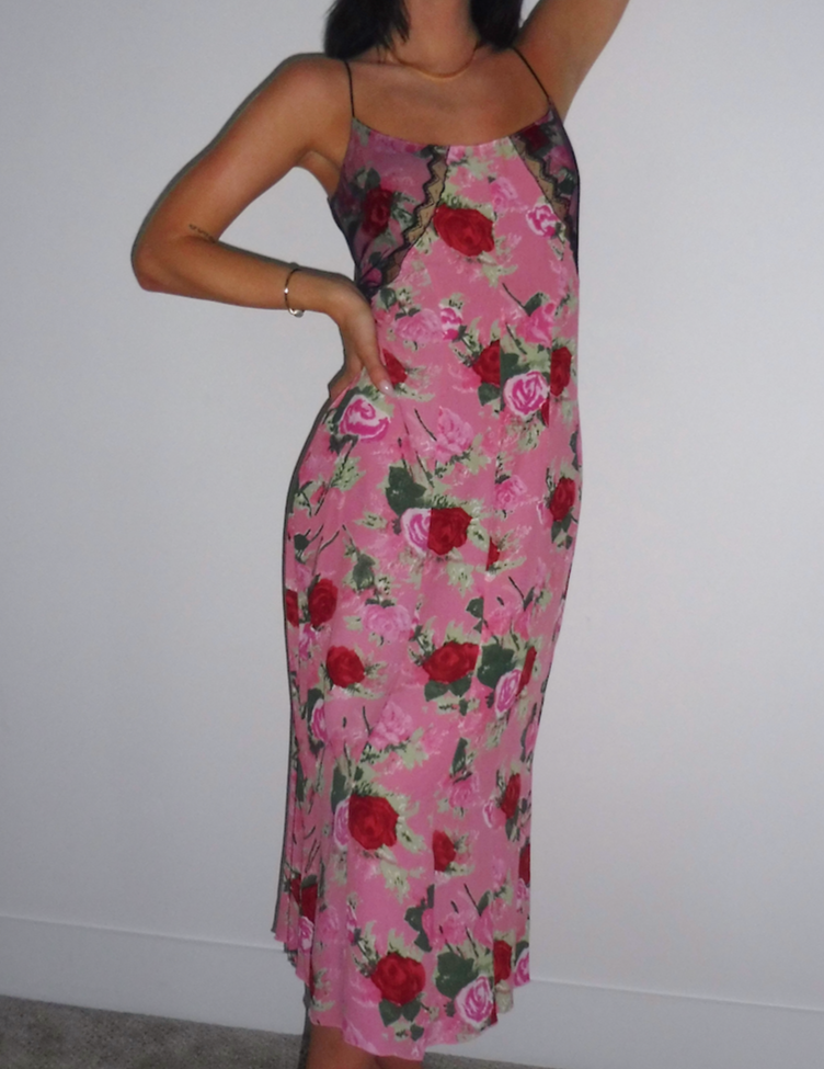 Blumarine Pink Floral Midi Dress