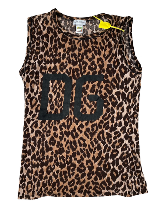 Dolce & Gabbana Cheetah Tank Top With DG