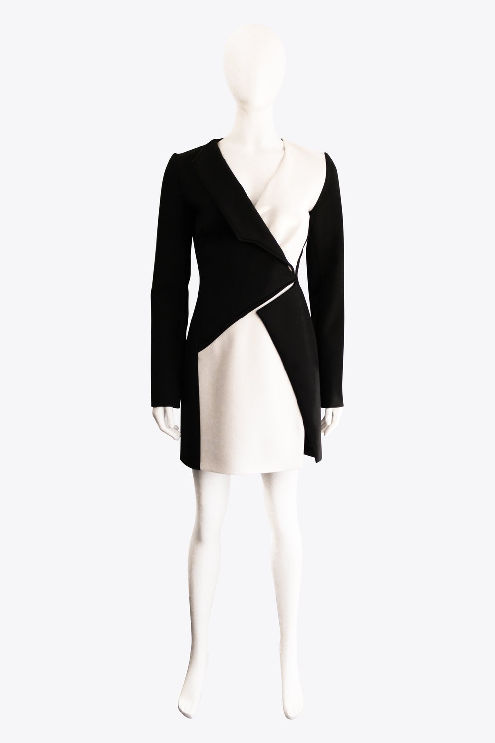 Thierry Mugler Black and White Long Sleeve Dress