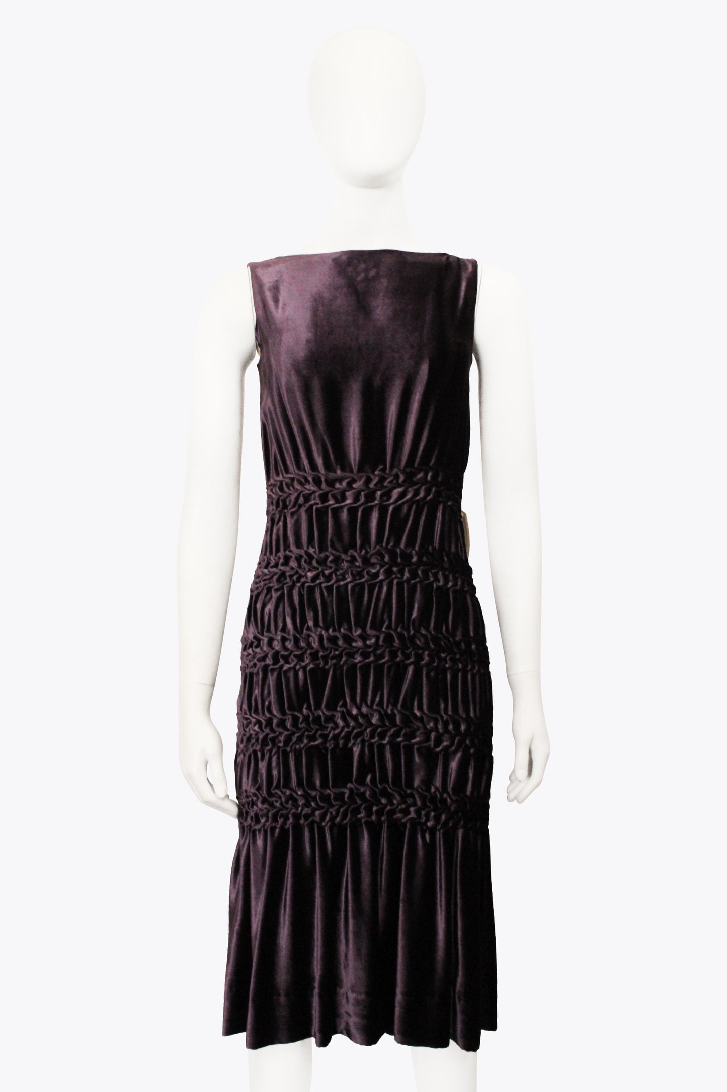 Christian Coda Purple Velvet Ruche Dress