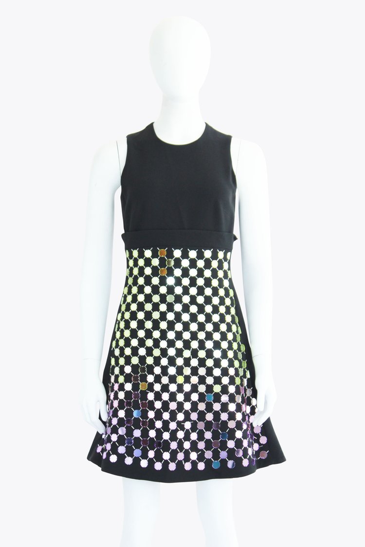 David Koma Black Dress with Rainbow Dots