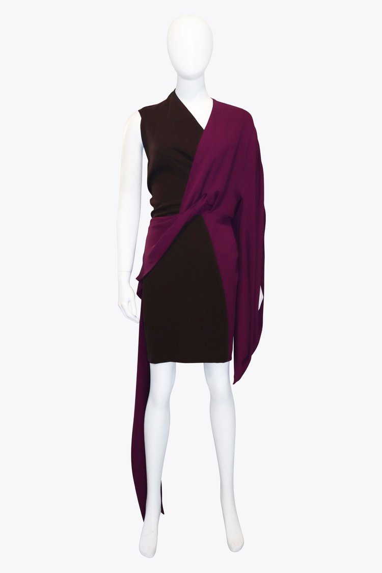 Tom Ford Purple and Black Asymmetrical Dress