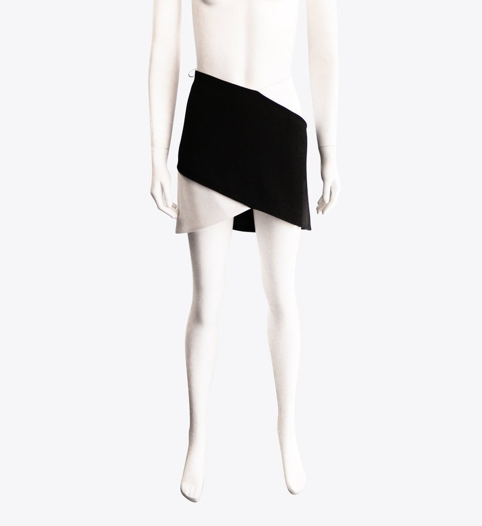 Mugler Black & White Wrapover Skirt