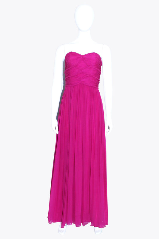 Pink Strapless Gown With Braid Detail