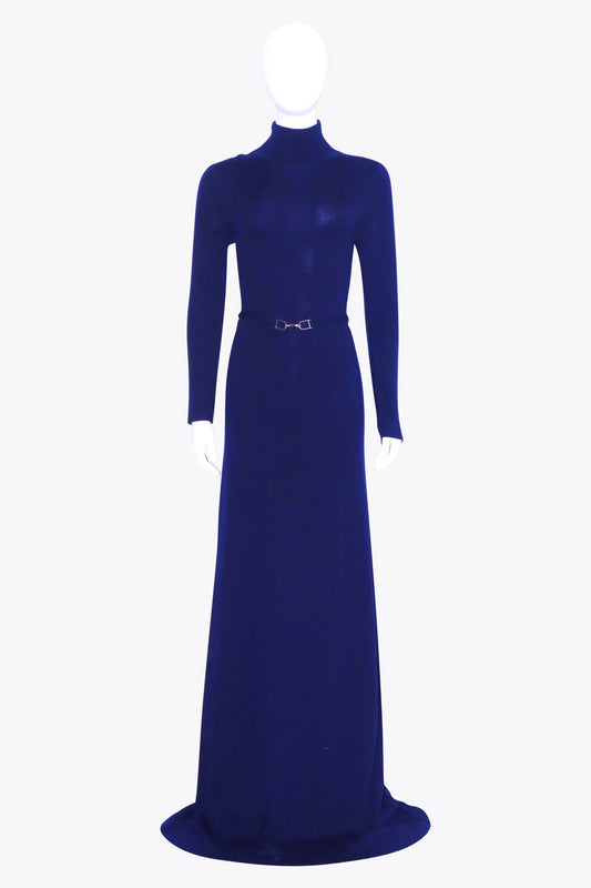 Gabriela Hearst Blue Belted Long Sleeve Dress