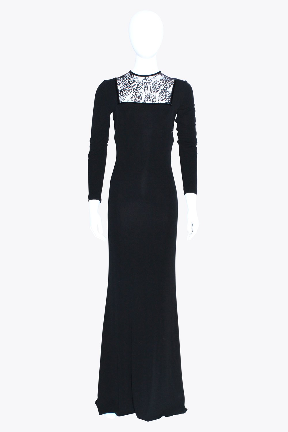 Alexander McQueen Black Butterfly Neck Gown