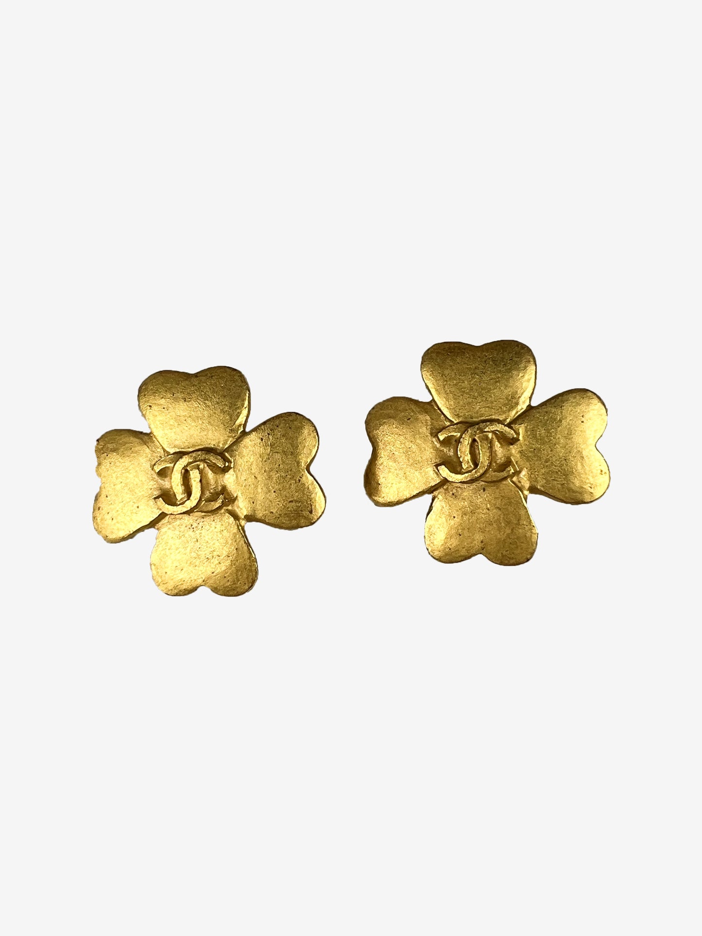 Chanel Gold Clover Earings