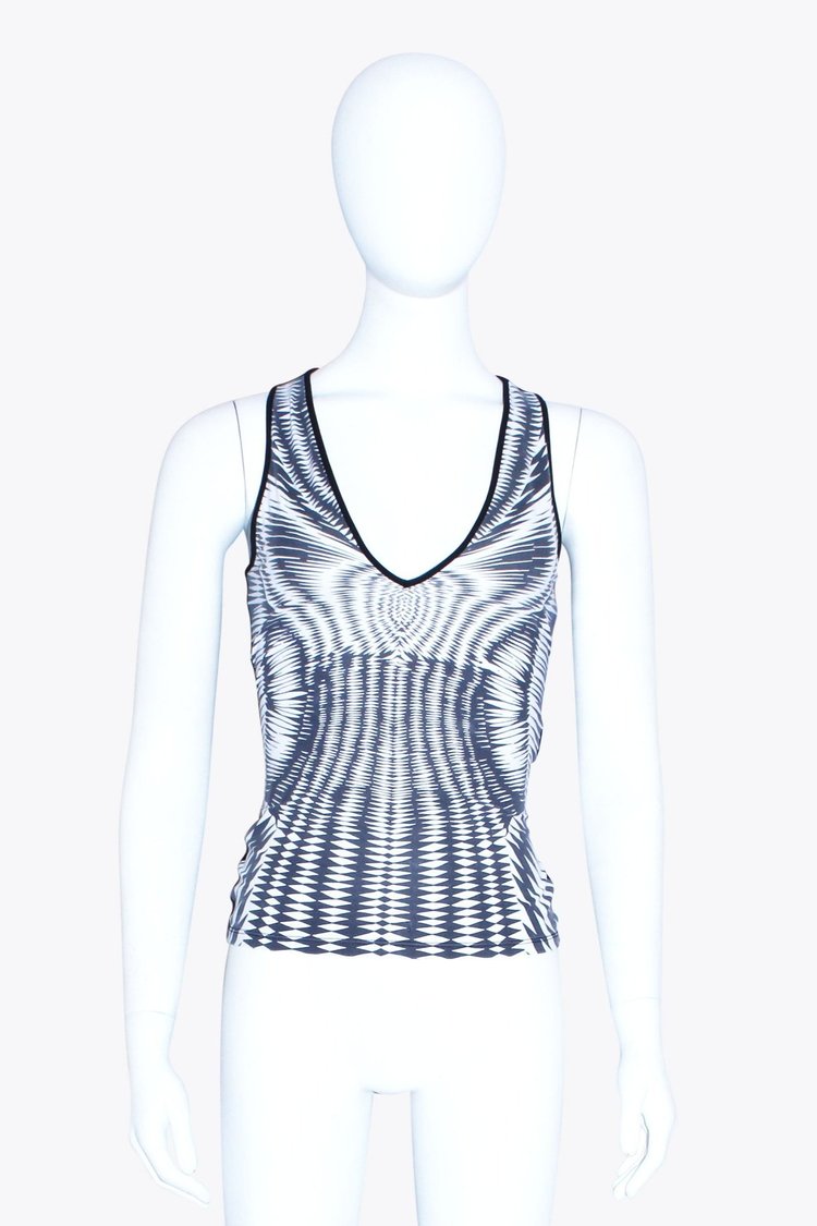 Mugler Black and White Mesh Tank Top