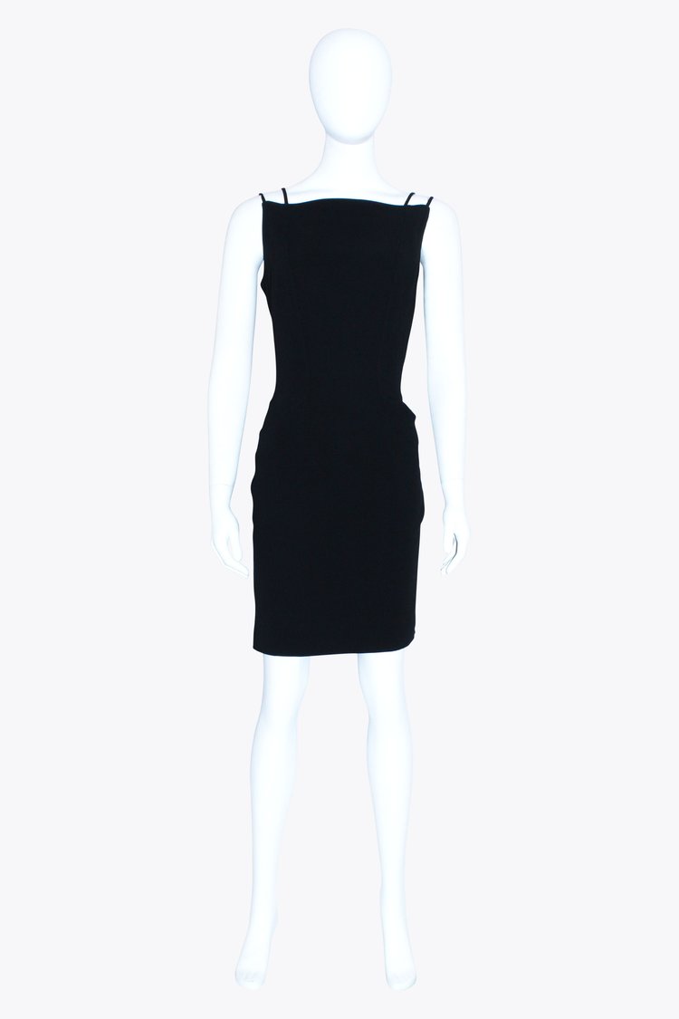 Thierry Mugler Black Boat Neck Cocktail Dress