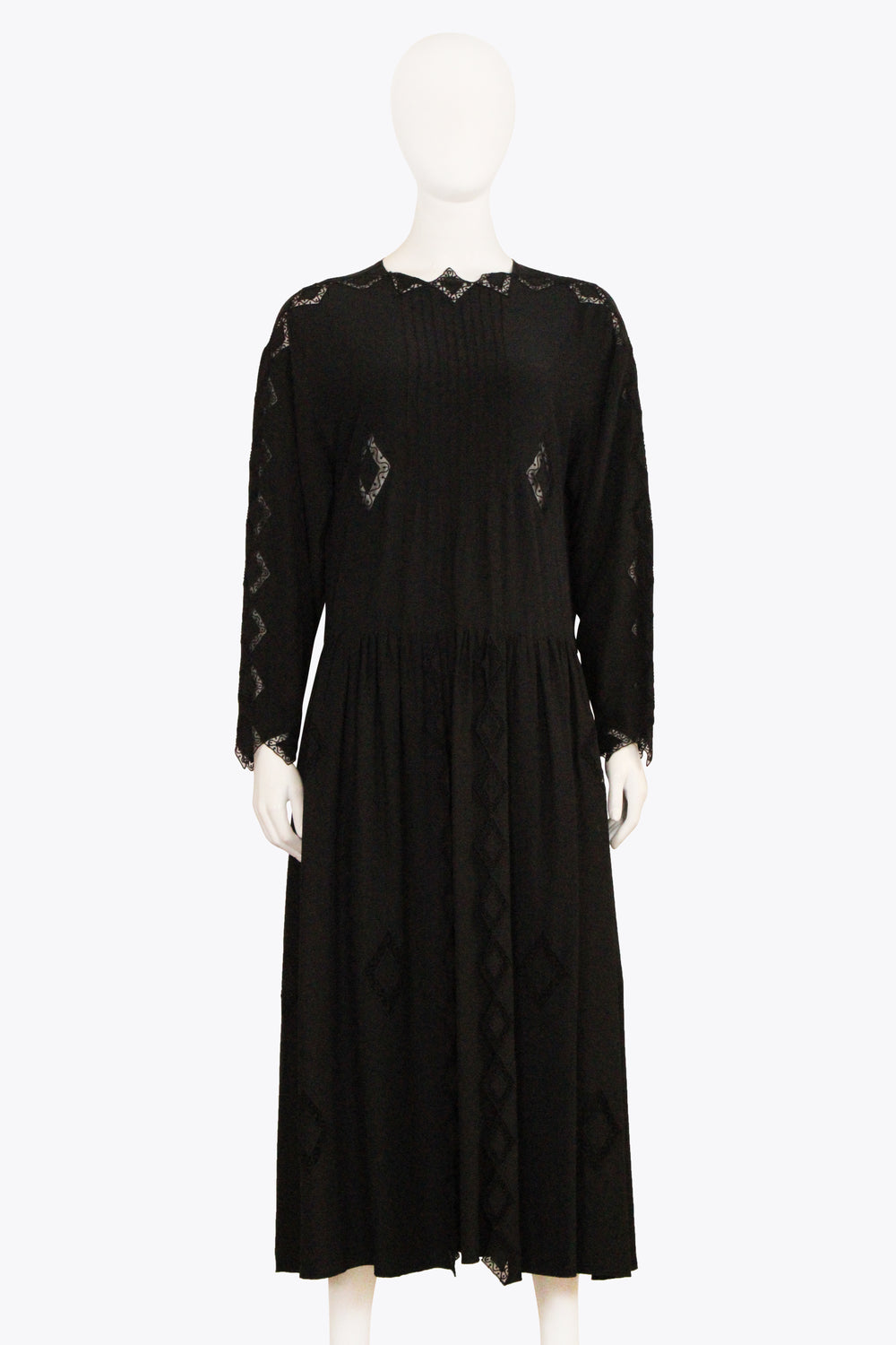 Chloe Black Long Sleeve Maxi Dress With Lace Detail