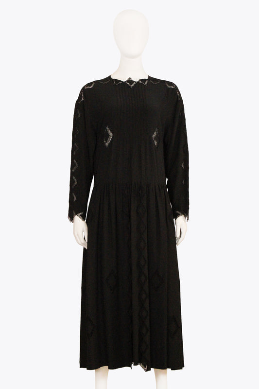 Chloé Black Longsleeve Maxi Dress With Lace Detail