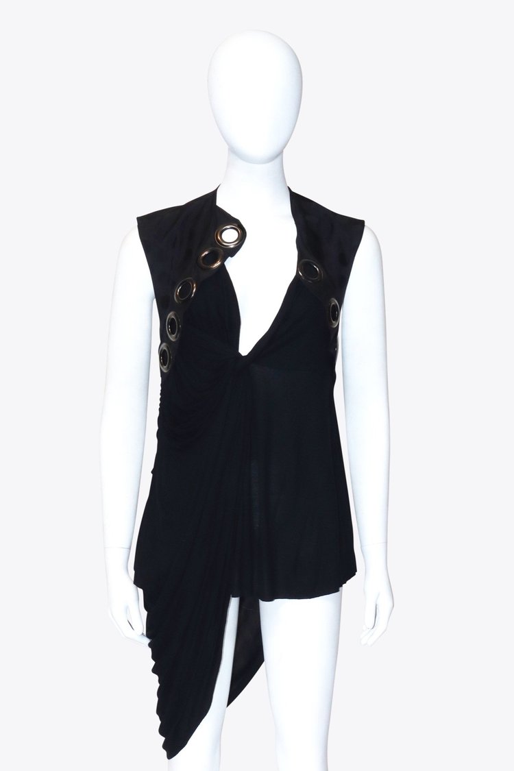 Valentino Black Top with Silver Loop Design