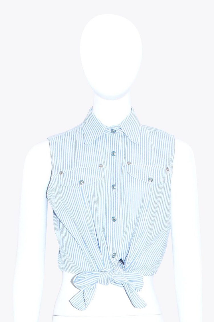 Versace Blue Striped Top
