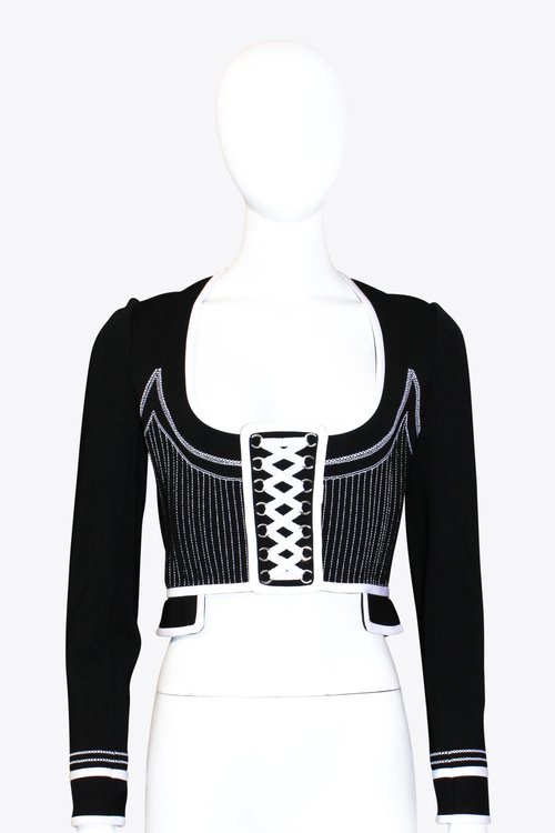 Givenchy Black & White Lace Up Corset