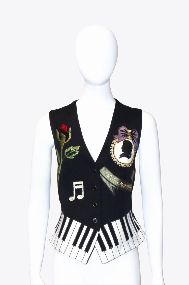 Byblos Black Wool Piano Vest