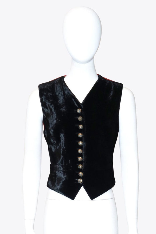 Dolce & Gabbana Crushed Velvet Black Vest