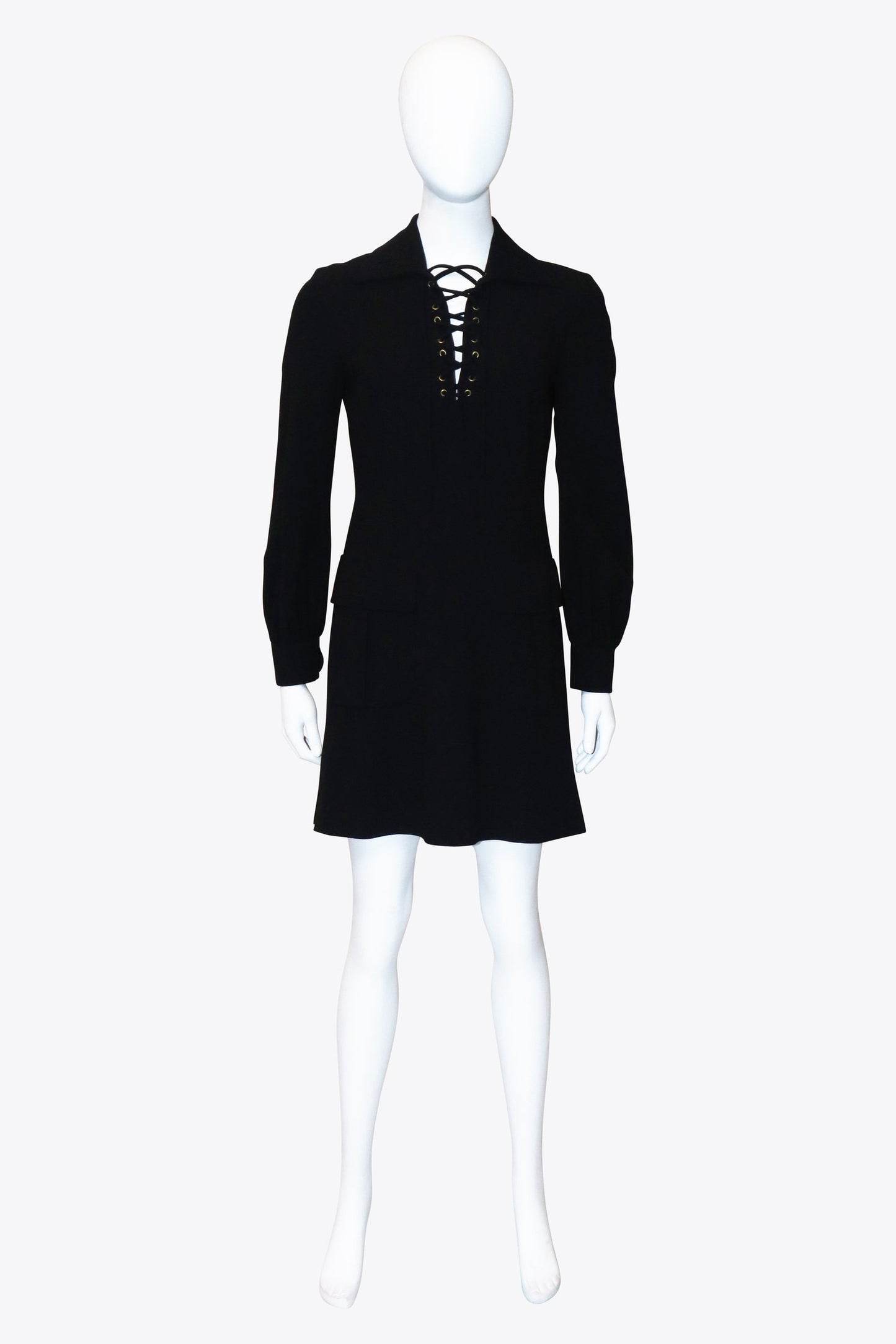 Moschino Black Lace Up Long Sleeve Mini Dress