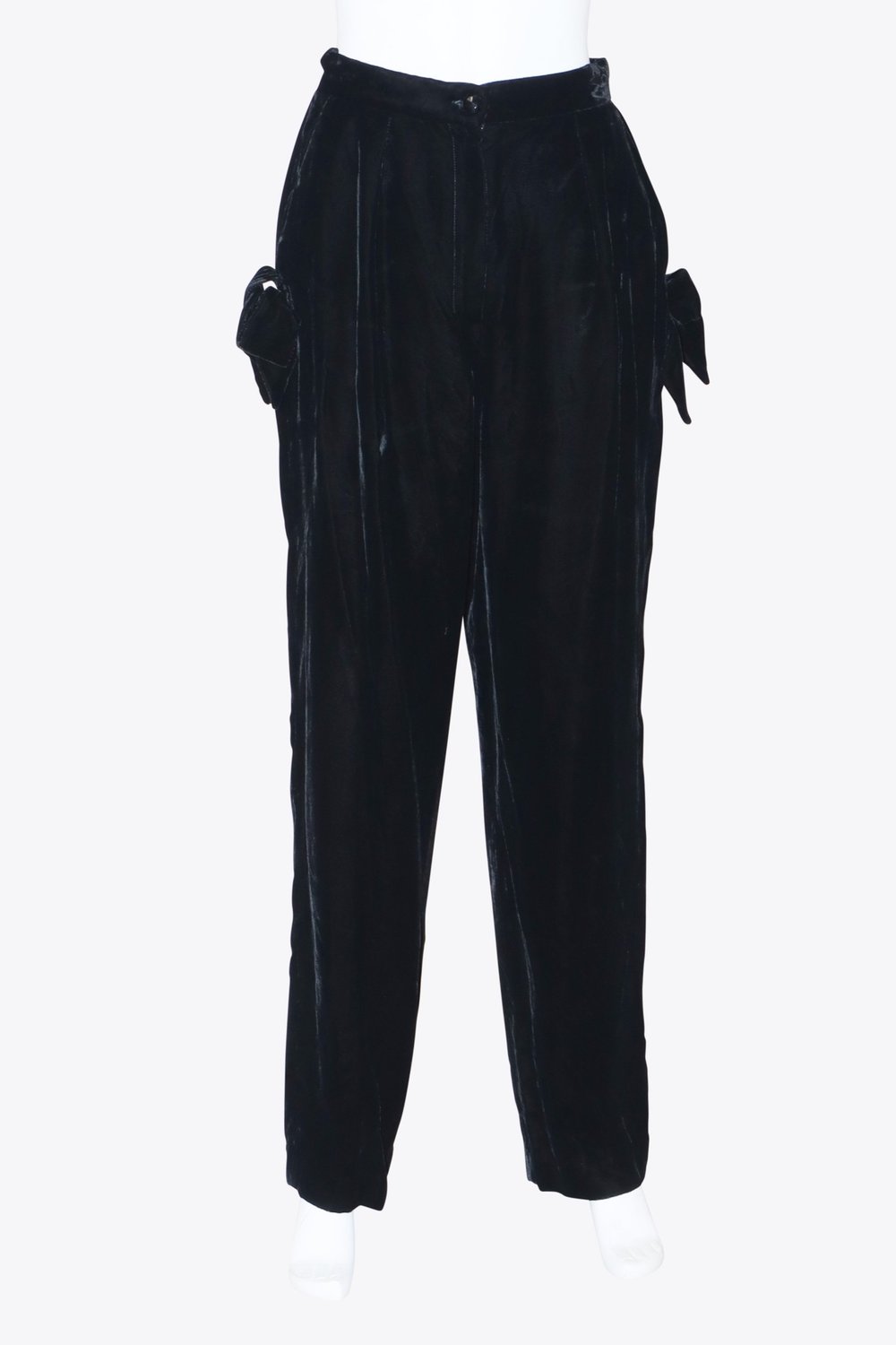 Emanuel Ungaro Black Velvet Evening Pants With Tie