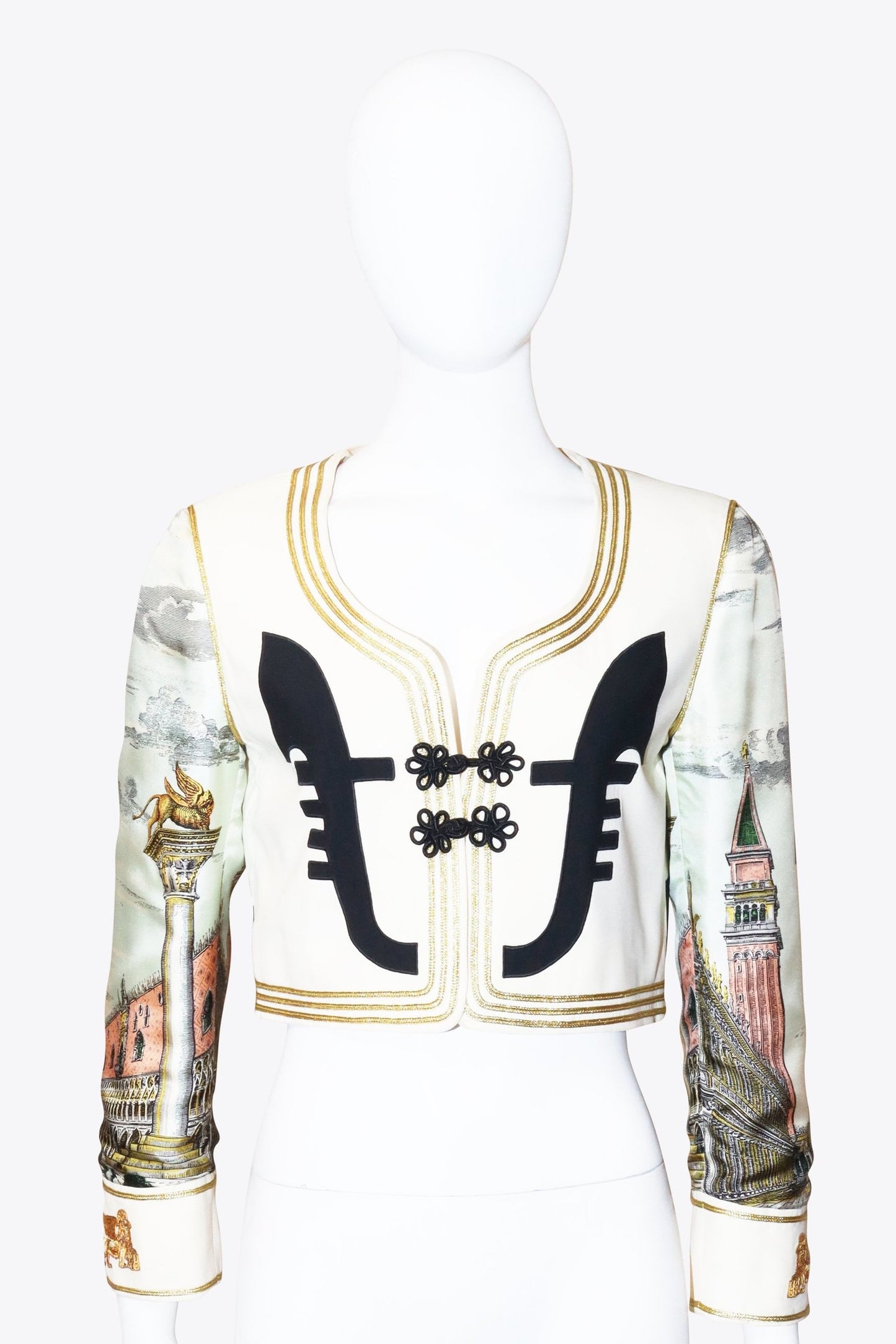 Moschino White Silk Cropped Jacket