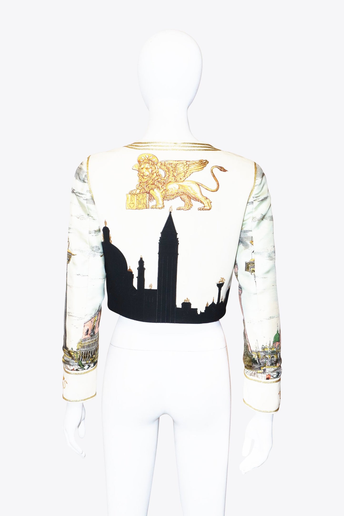 Moschino White Silk Cropped Jacket