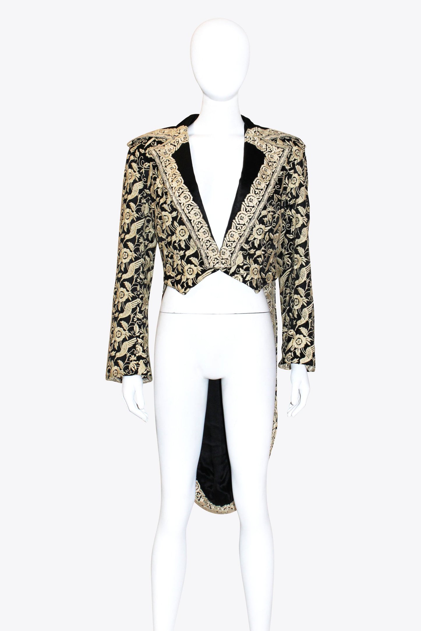 Norma Kamali Black & Gold Tuxedo Tails Jacket