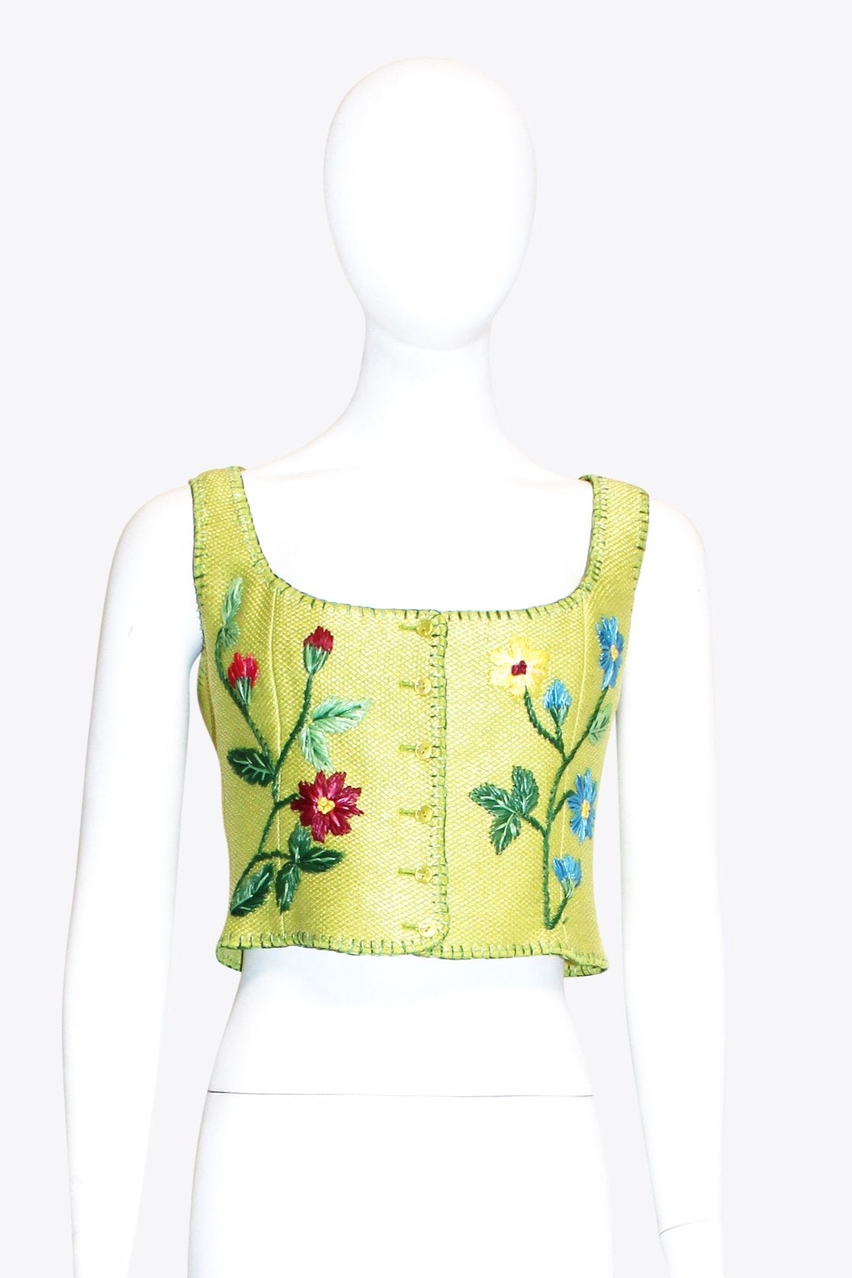 Moschino Yellow Flower Embroidered Bustier