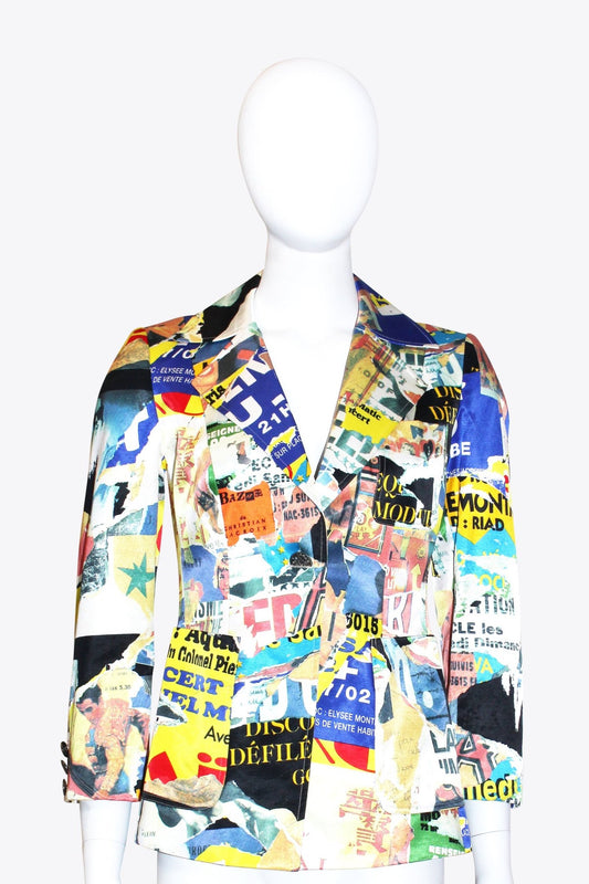 Moschino Multicolored Newspaper Collage Jacket