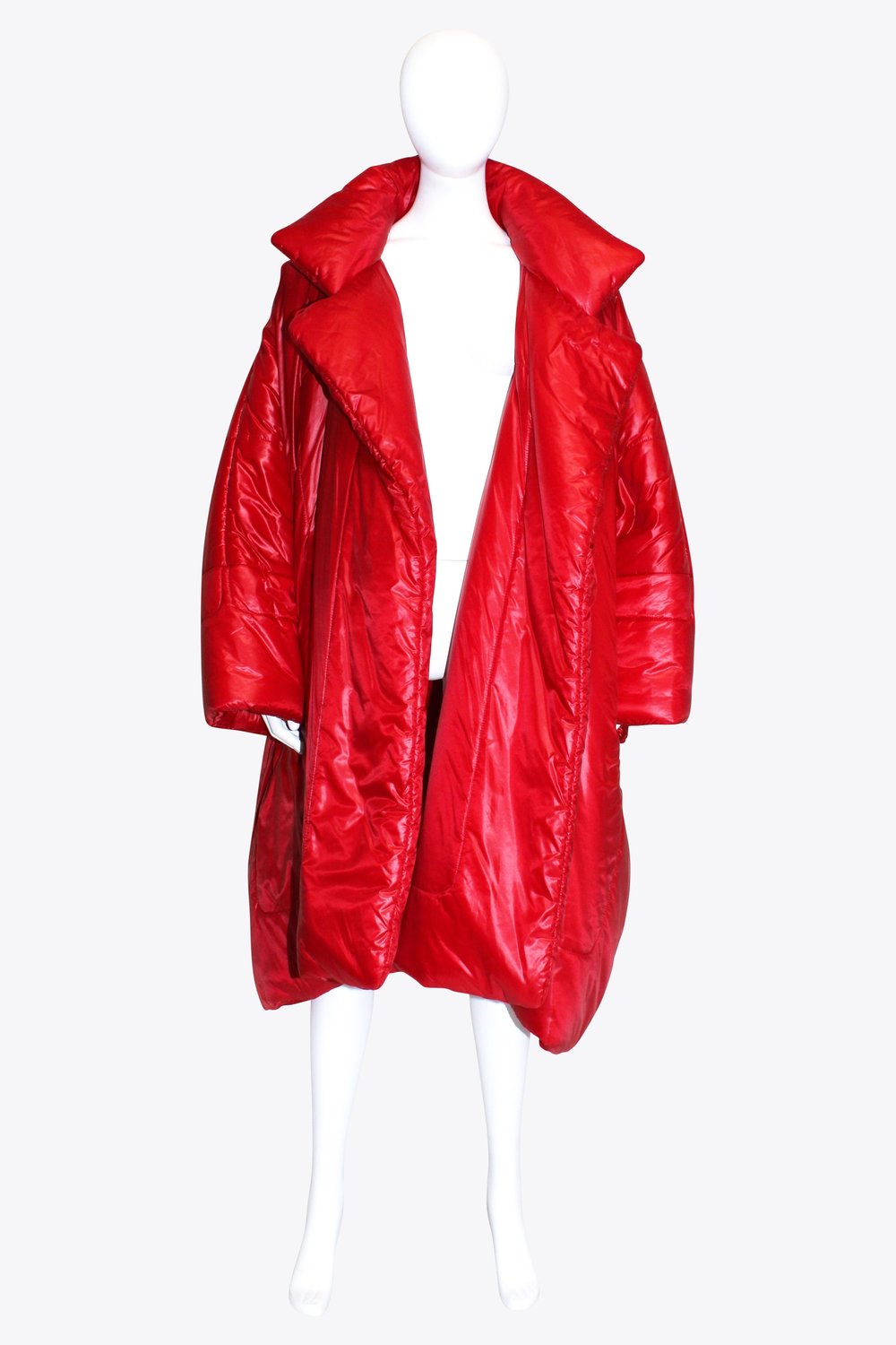 Norma Kamali Red Blanket Puffer Coat