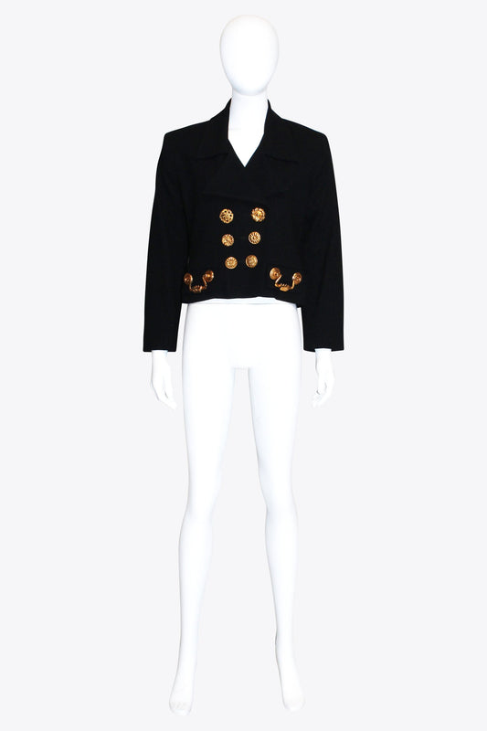 Todd Oldham Black Jacket With Gold Buttons & Handles