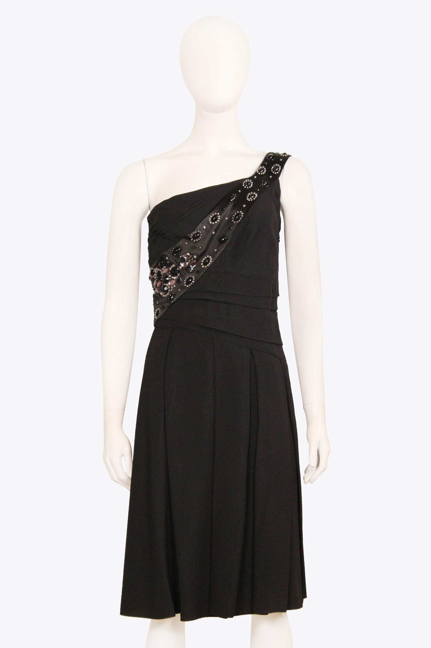 Christian Dior Black One Shoulder Dress w/ Hardware Detail