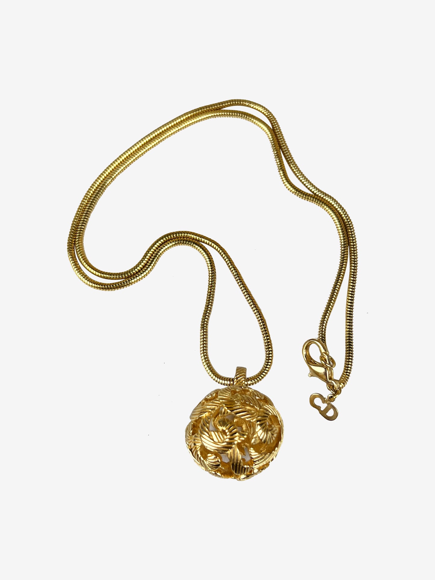 Christian Dior Gold Ball Pendent Necklace