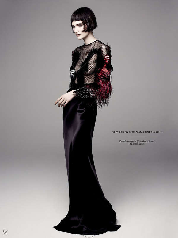 gucci feather embellished gown
