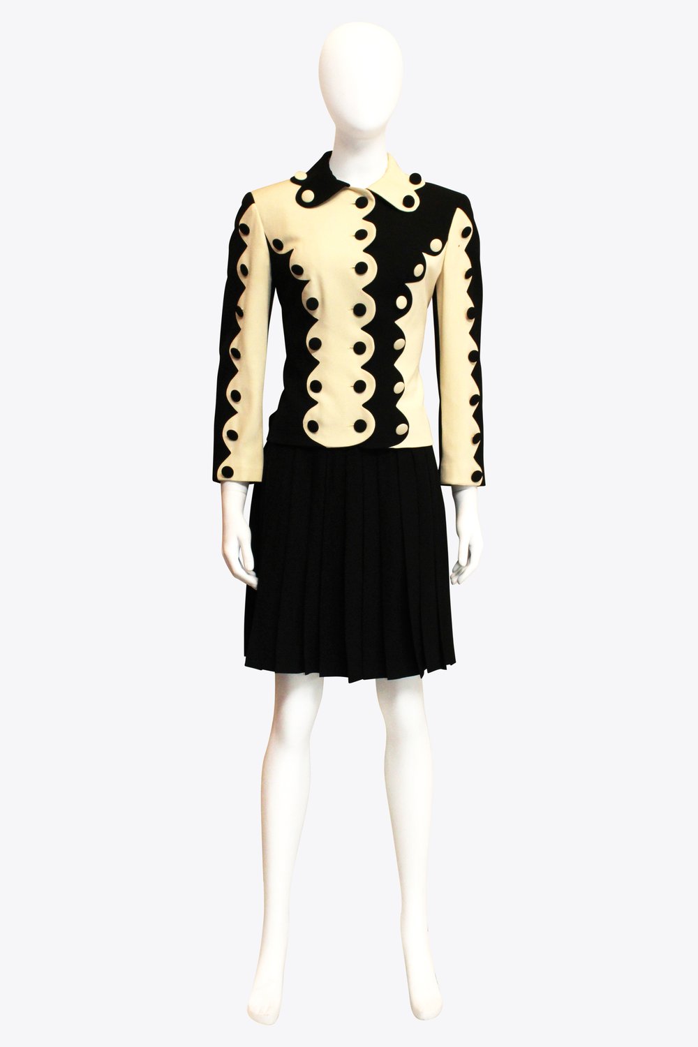 Moschino Black & White Button Skirt Set