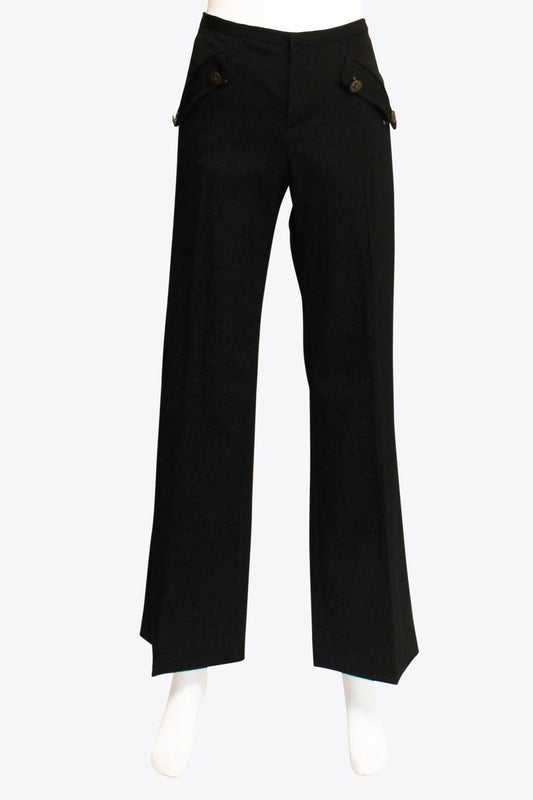 Jean Paul Gaultier Black Wool Gabardine Sailor Pants With Gold Buttons