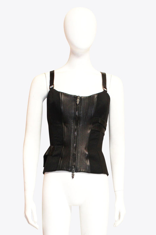 Versace Black Bustier With Zipper Detail