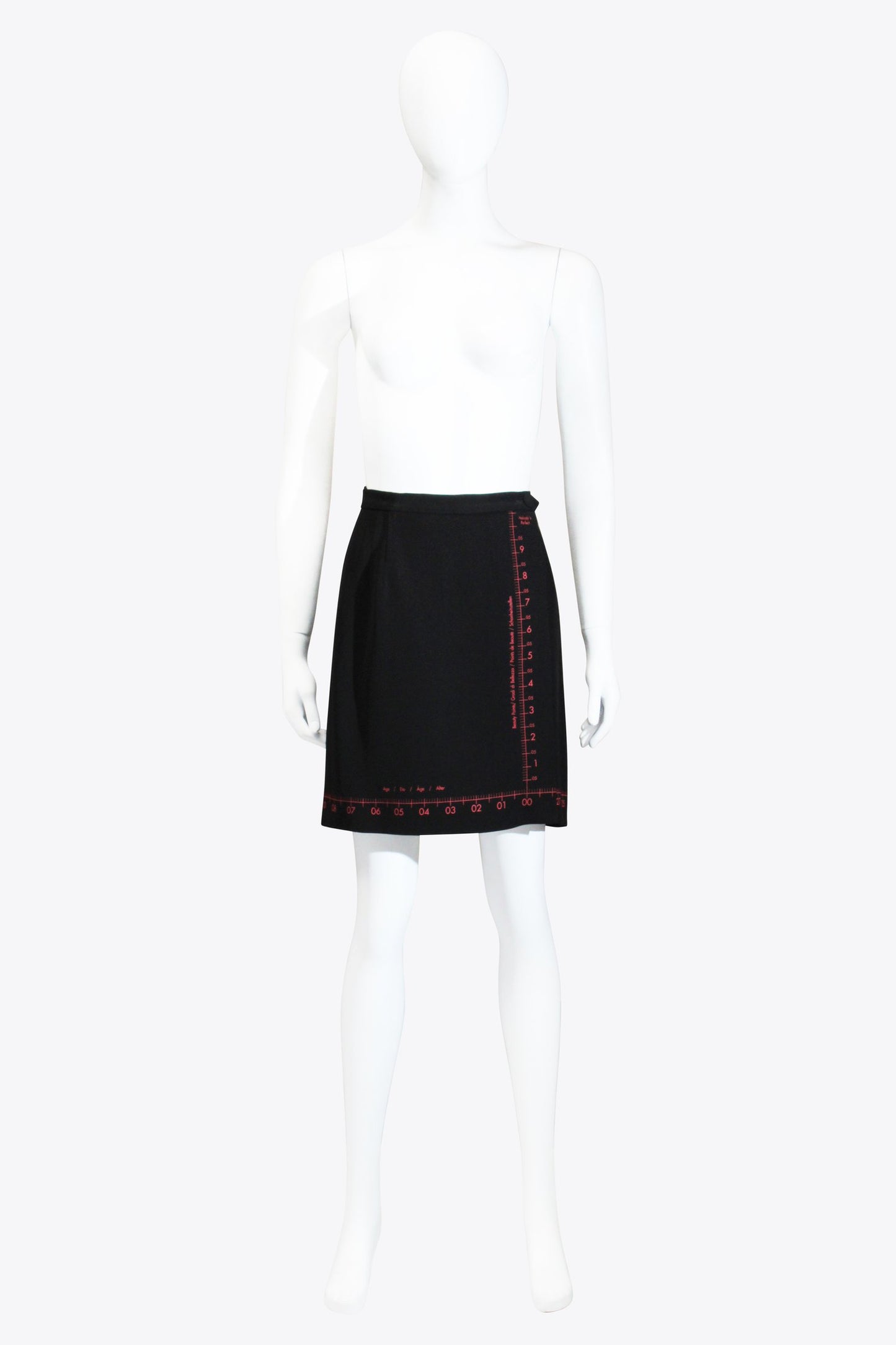 Moschinoo Cheap & Chich Black Red Ruler Measurment Wrap Skirt