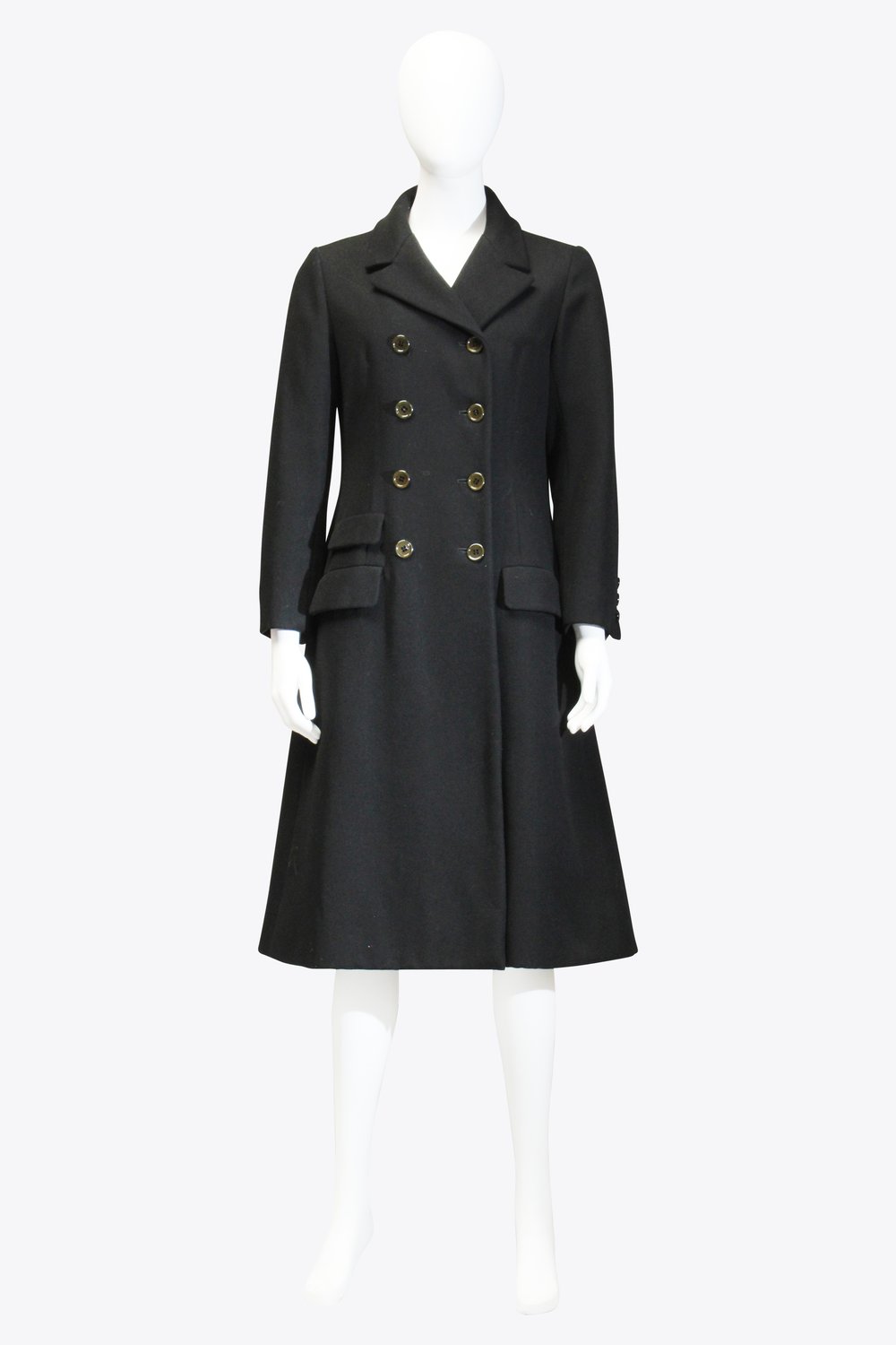 Anne Klein Vintage Black Wool Coat 1970s