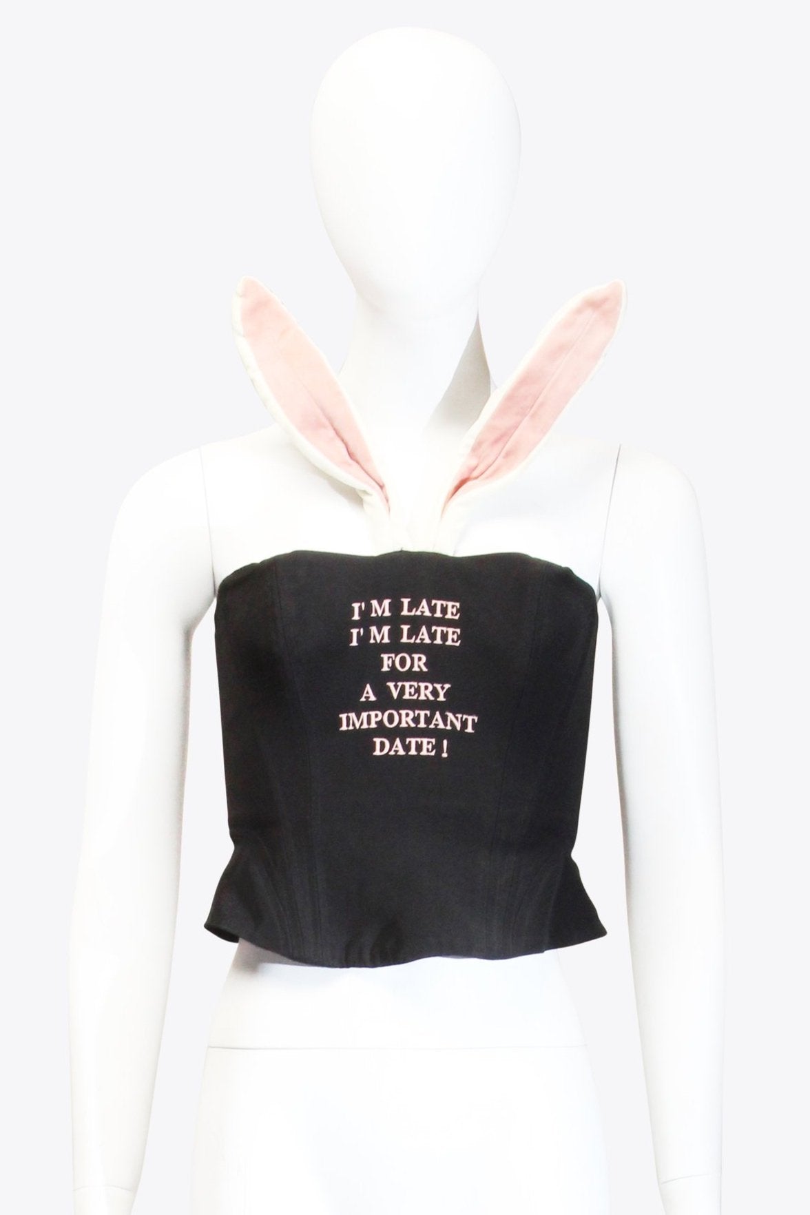 Moschino Black Bunny Ears Corset With Writing