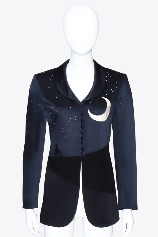 Moschino Blue Midnight Jacket With Moon