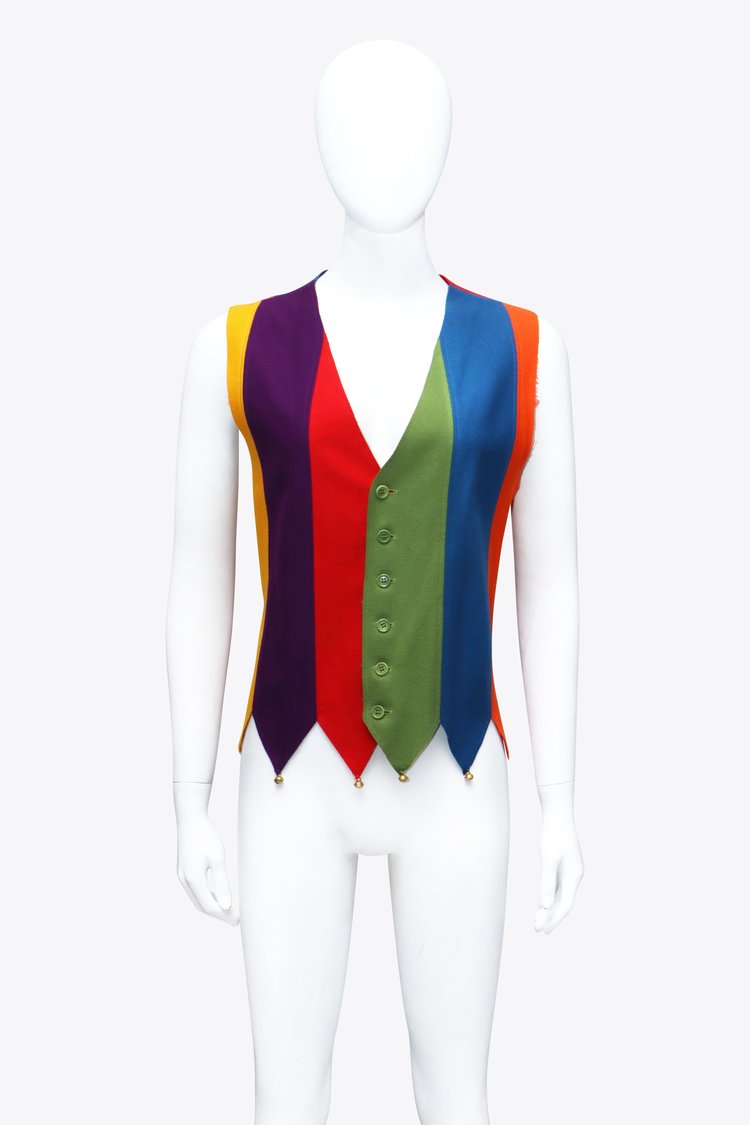 Moschino Cheap and Chic Striped Wool Court Jester Bells Vest