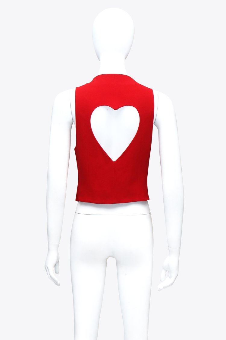 Moschino Cheap Chic Red Cut Out Heart Vest Vintage