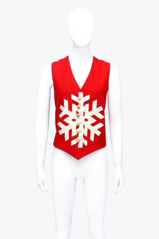 Moschino Red Wool Snowflake Vest