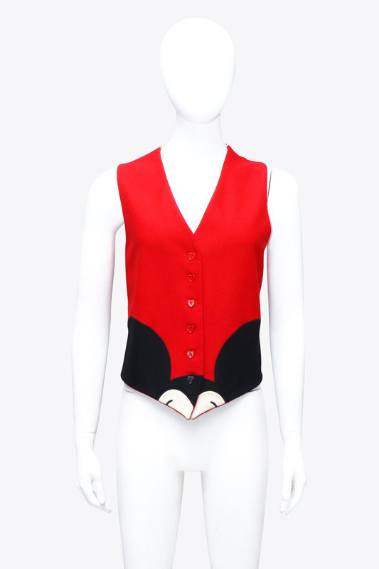 Moschino Red Wool Mickey Mouse Vest