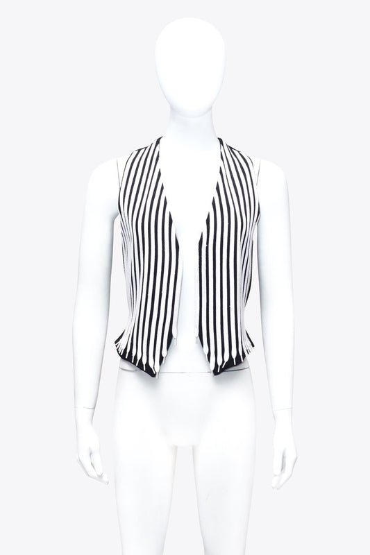 Moschino Cheap and Chic Black & White Shoe Strings Striped Vest