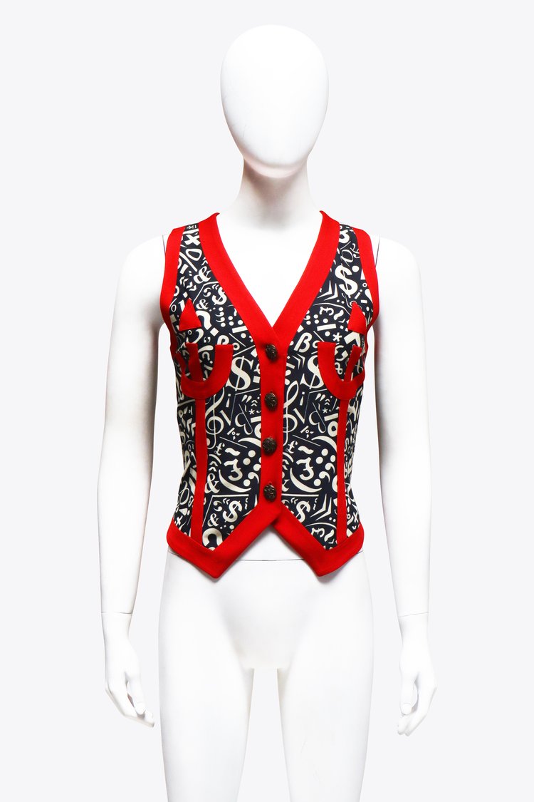 Moschino Red & Black Dollar Symbol Vest