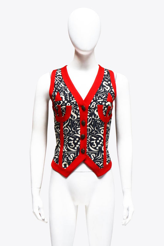 Moschino Red & Black Dollar Symbol Vest